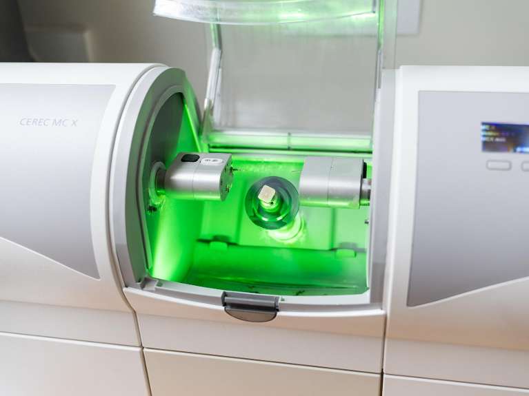 CEREC same-day dental crown being created at Bays Dental